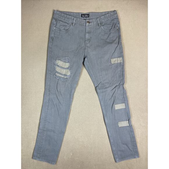 Embellish Jeans Mens 36x32 Gray Distressed Slim Fit Mid Rise Zip Fly Denim - Picture 1 of 13